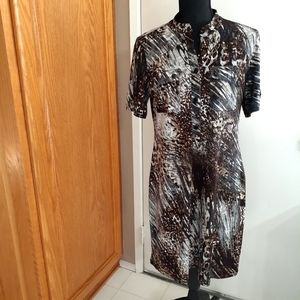 EN FOCUS STUDIO Button Front Mini Dress Tunic Top